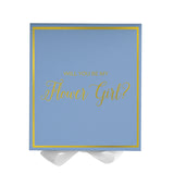 Will You Be My Flower Girl? Proposal Box Light Blue w/ white Bow-  Border