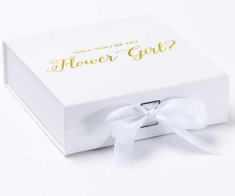 Will You Be My Flower Girl? Proposal Box White - No Border