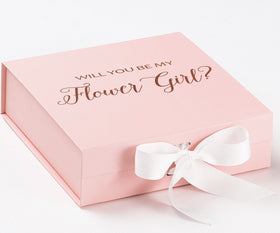 Will You Be My Flower Girl? Proposal Box Pink w/ White Bow - No Border