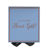 Will You Be My Flower Girl? Proposal Box Light Blue w/ Black Bow-  Border