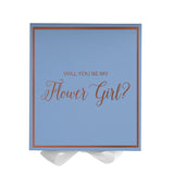 Will You Be My Flower Girl? Proposal Box Light Blue w/ white Bow-  Border