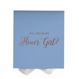 Will You Be My Flower Girl? Proposal Box Light Blue w/ white Bow- No Border