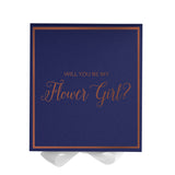 Will You Be My Flower Girl? Proposal Box Navy w/ White Bow -  Border