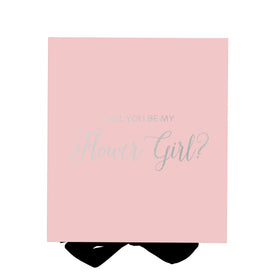 Will You Be My Flower Girl? Proposal Box Pink w/ Black Bow - No Border