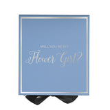 Will You Be My Flower Girl? Proposal Box Light Blue w/ Black Bow-  Border