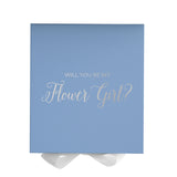 Will You Be My Flower Girl? Proposal Box Light Blue w/ white Bow- No Border