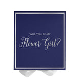 Will You Be My Flower Girl? Proposal Box Navy w/ White Bow -  Border