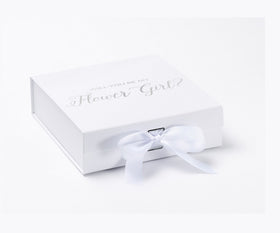 Will You Be My Flower Girl? Proposal Box White - No Border