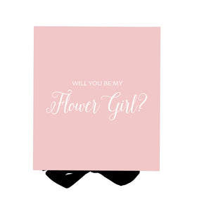 Will You Be My Flower Girl? Proposal Box Pink w/ Black Bow - No Border