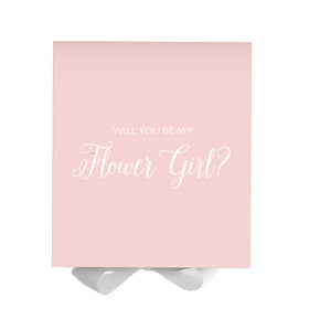 Will You Be My Flower Girl? Proposal Box Pink w/ White Bow - No Border