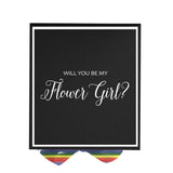 Will You Be My Flower Girl? Proposal Box black -  Border - Rainbow Ribbon