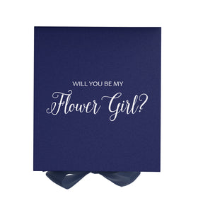 Will You Be My Flower Girl? Proposal Box Navy - No Border