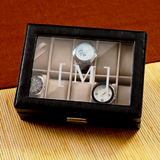 Personalized Watch Box - Leather - Black - Monogrammed