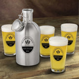 Stainless Steel Beer Growler with Pint Glass Set