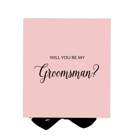 Will You Be My groomsman? Proposal Box Pink w/ Black Bow - No Border