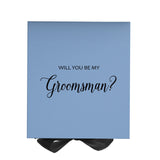 Will You Be My groomsman? Proposal Box Light Blue w/ Black Bow- No Border