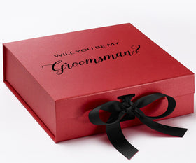 Will You Be My groomsman? Proposal Box Red - w/ Black Bow -No Border