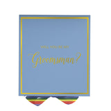 Will You Be My groomsman? Proposal Box light blue -  Border - Rainbow Ribbon