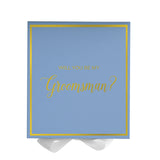 Will You Be My groomsman? Proposal Box Light Blue w/ white Bow-  Border