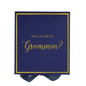 Will You Be My groomsman? Proposal Box Navy -  Border