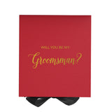 Will You Be My groomsman? Proposal Box Red - w/ Black Bow -No Border