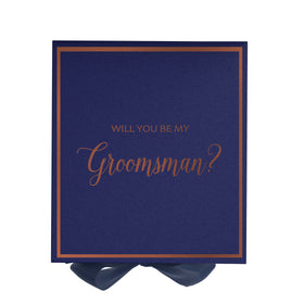 Will You Be My groomsman? Proposal Box Navy -  Border