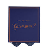 Will You Be My groomsman? Proposal Box Navy -  Border