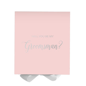 Will You Be My groomsman? Proposal Box Pink w/ White Bow - No Border