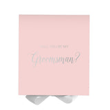 Will You Be My groomsman? Proposal Box Pink w/ White Bow - No Border