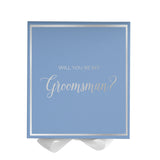 Will You Be My groomsman? Proposal Box Light Blue w/ white Bow-  Border