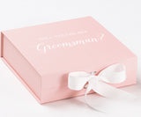 Will You Be My groomsman? Proposal Box Pink w/ White Bow - No Border