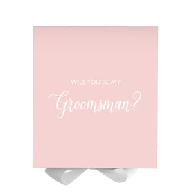 Will You Be My groomsman? Proposal Box Pink w/ White Bow - No Border