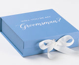 Will You Be My groomsman? Proposal Box Light Blue w/ white Bow- No Border