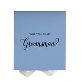 Will You Be My groomsman? Proposal Box Light Blue w/ white Bow- No Border