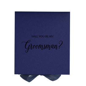 Will You Be My groomsman? Proposal Box Navy - No Border