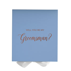 Will You Be My groomsman? Proposal Box Light Blue w/ white Bow- No Border