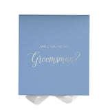 Will You Be My groomsman? Proposal Box Light Blue w/ white Bow- No Border