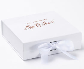 Will You Be My Man of Honor? Proposal Box White - No Border