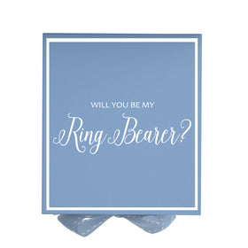 Will You Be My Ring Bearer? Proposal Box Light Blue -  Border