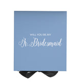 Will You Be My jr bridesmaid? Proposal Box Light Blue w/ Black Bow- No Border