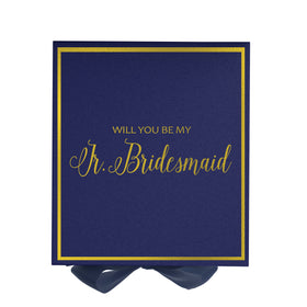 Will You Be My Jr Bridesmaid? Proposal Box Navy -  Border