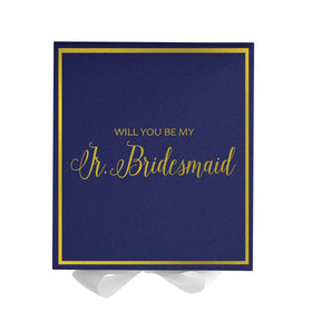 Will You Be My Jr Bridesmaid? Proposal Box Navy w/ White Bow -  Border