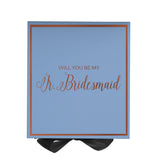 Will You Be My jr bridesmaid? Proposal Box Light Blue w/ Black Bow-  Border