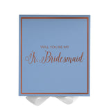 Will You Be My jr bridesmaid? Proposal Box Light Blue w/ white Bow-  Border