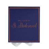 Will You Be My Jr Bridesmaid? Proposal Box Navy w/ White Bow -  Border