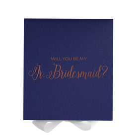 Will You Be My Jr Bridesmaid? Proposal Box Navy w/ White Bow - No Border