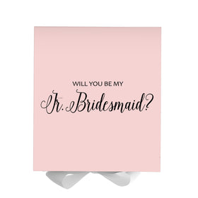 Will You Be My Jr Bridesmaid? Proposal Box Pink w/ White Bow - No Border