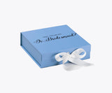 Will You Be My jr bridesmaid? Proposal Box Light Blue w/ white Bow- No Border