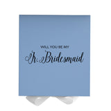 Will You Be My jr bridesmaid? Proposal Box Light Blue w/ white Bow- No Border