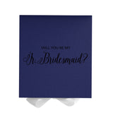 Will You Be My Jr Bridesmaid? Proposal Box Navy w/ White Bow - No Border